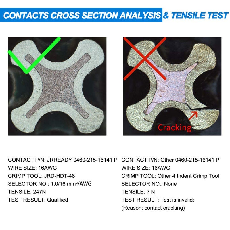 JRready ST6118 DT Connector Terminal Kit Contact Size 16, Male Pins 0460-215-16141/Female Sockets 0462-209-16141 Solid Contacts Wire Gauge 14-20 AWG, 100 Pairs - Image 2
